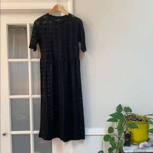 sheer black mesh dress, midi length